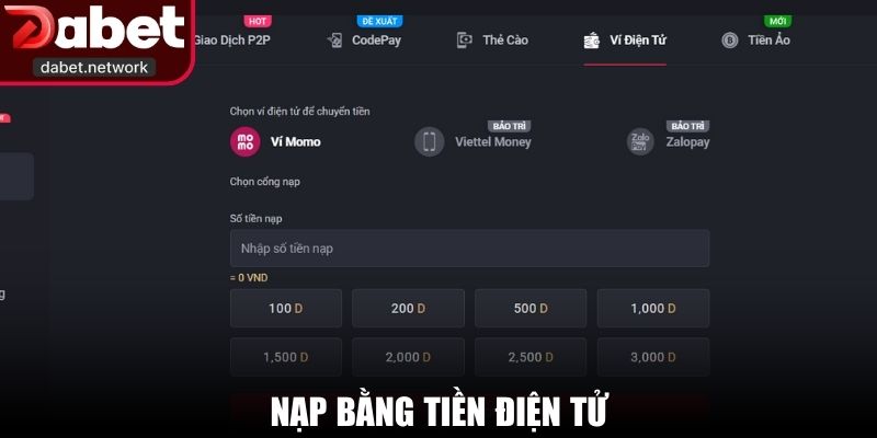 Nạp bằng tiền điện tử